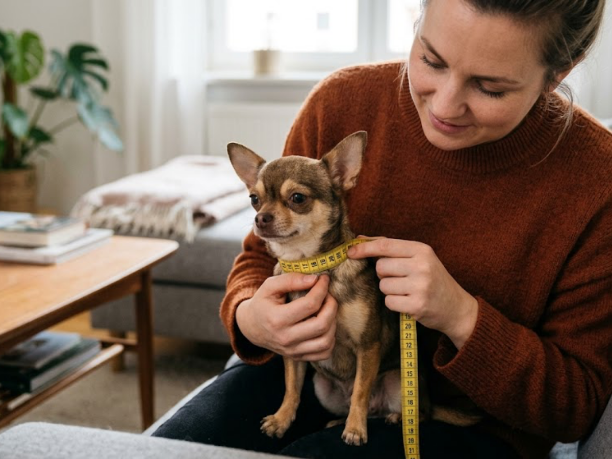 měření krku čivavy